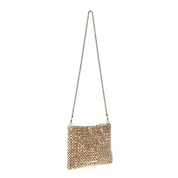 Loeffler Randall Handbags - B2 Excellent Loeffler Randall Mia Gold Beaded with Removable Strap Bag